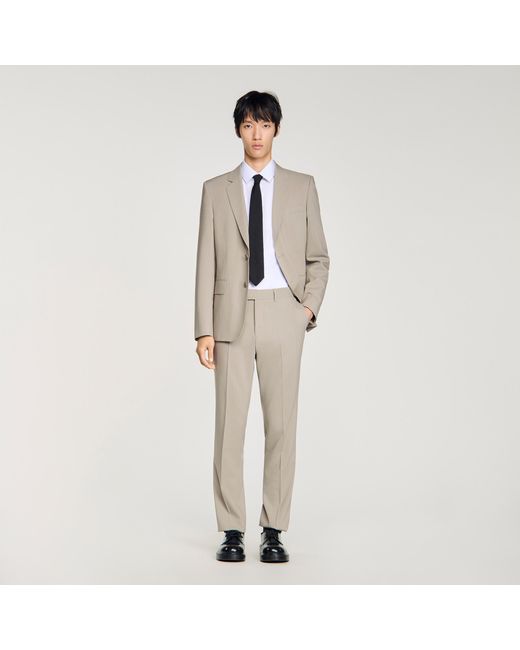 Sandro White Wool Suit Trousers for men