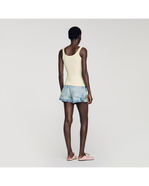 Sandro Blue Ribbed Vest Top