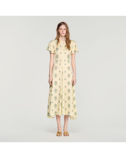 Sandro Metallic Paisley Print Midi Dress