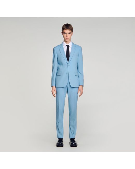 Sandro Blue Wool Suit Trousers for men