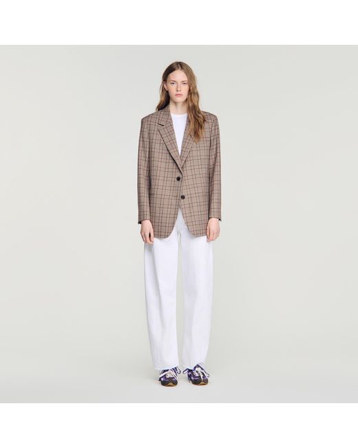 Sandro Blue Check Suit Jacket