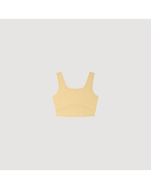 Sandro Metallic Knit Crop Top