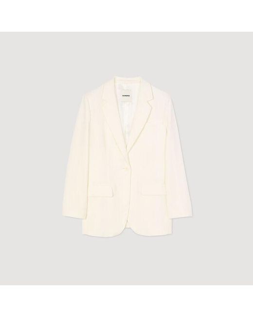 Sandro White Sequin-Stripe Opera Blazer