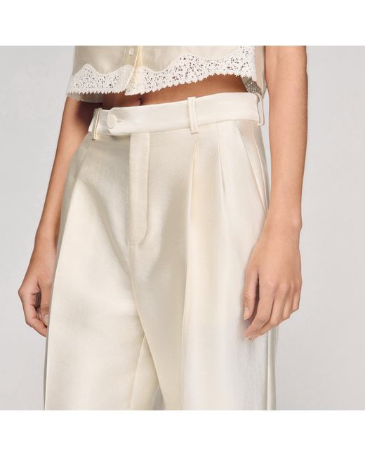 Sandro Natural Satin-Effect Trousers