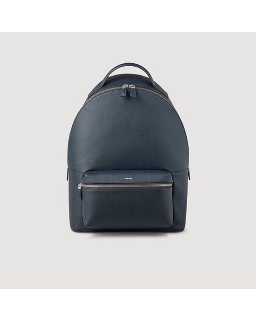 Sandro Blue Reconstituted Leather Rucksack for men