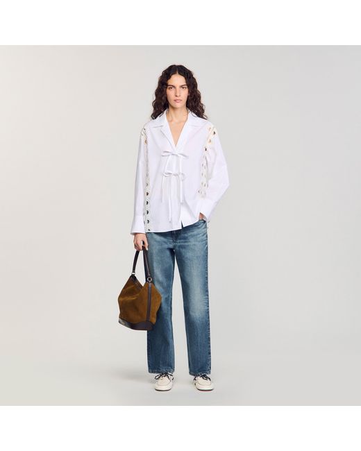 Sandro Brown Suede And Leather Bucket Bag Tangoso