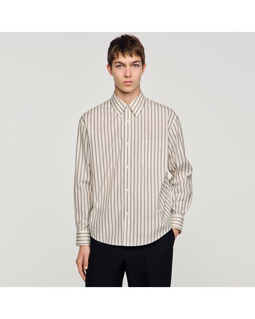 Sandro White Striped Cotton Shirt for men