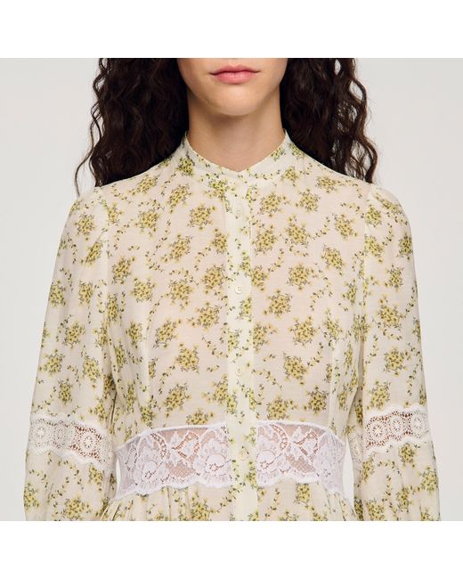 Sandro Natural Floral Lace Maxi Dress