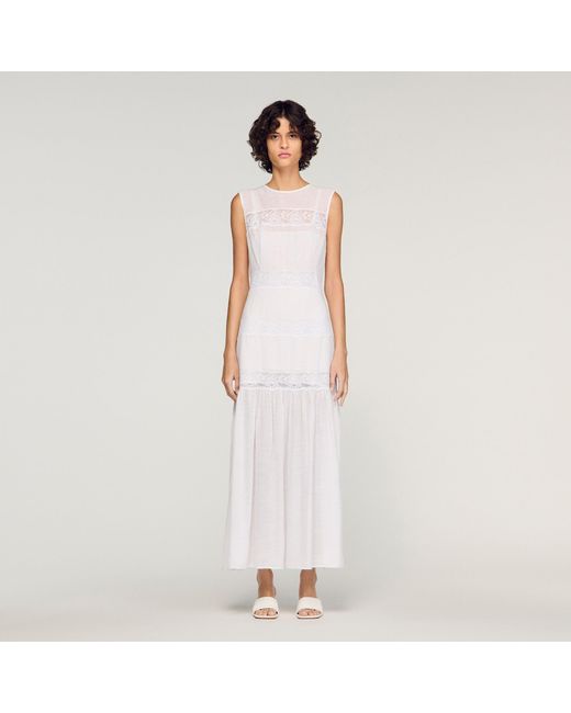 Sandro White Crepon Maxi Dress