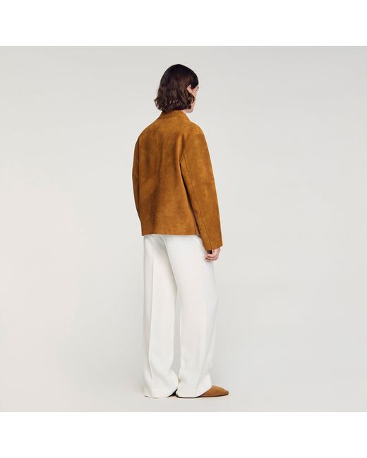 Sandro White Split Leather Jacket for men