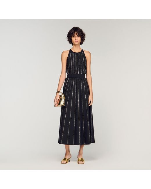 Sandro Blue Rhinestone Maxi Dress