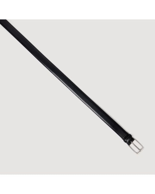 Sandro Black Rectangular Buckle Leather Belt for men