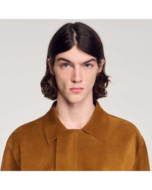 Sandro White Split Leather Jacket for men