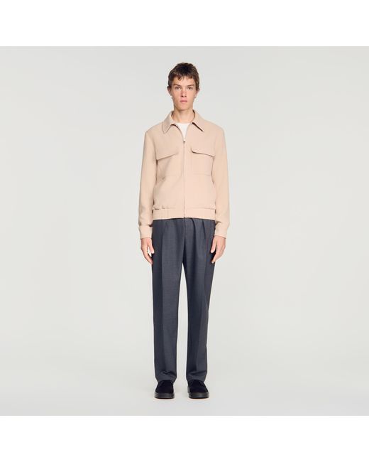 Sandro Blue Waffle-Effect Zip-Up Jacket for men