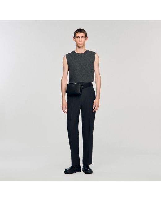 Sandro Black Small Reconstitued Leather Bag for men