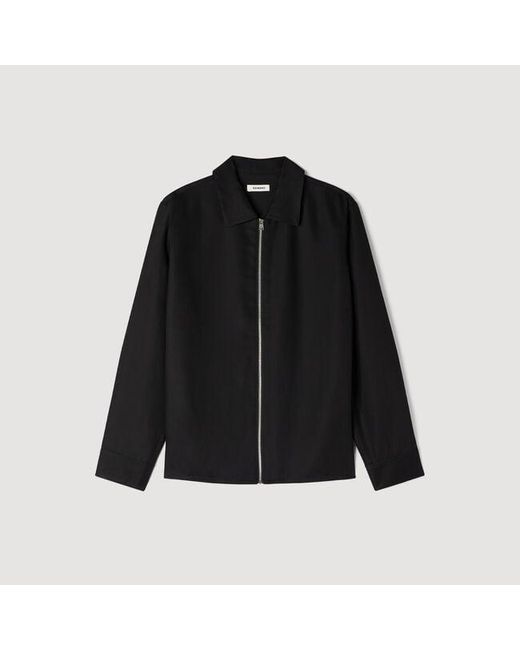 Sandro Blue Loose-Fit Zip-Up Shirt for men