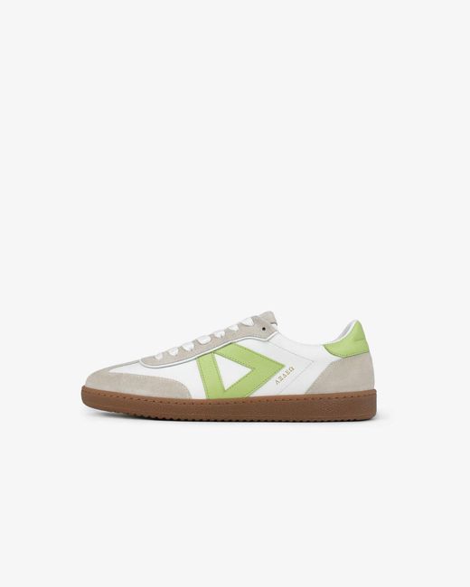 Sans Matin Green Hera Low Top Trainers By Leather, Taupe Suede Lime Pebbled Leather For for men