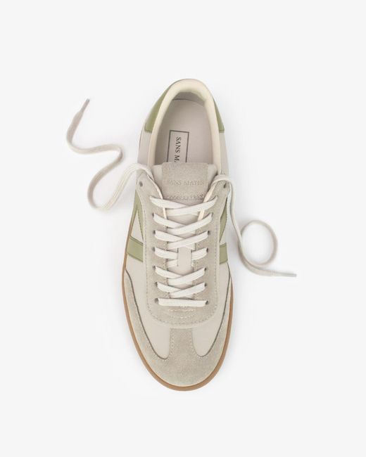 Sans Matin White Hera Low Top Trainers By Sand Leather, Suede Leather, For for men
