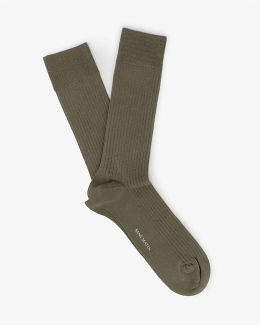 Sans Matin Green Organic Cotton Ribbed Socks For for men
