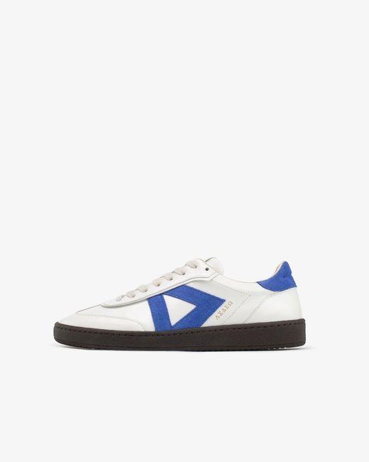 Sans Matin Blue Hera Low Top Trainers, Patent Stone Leather Suede, For