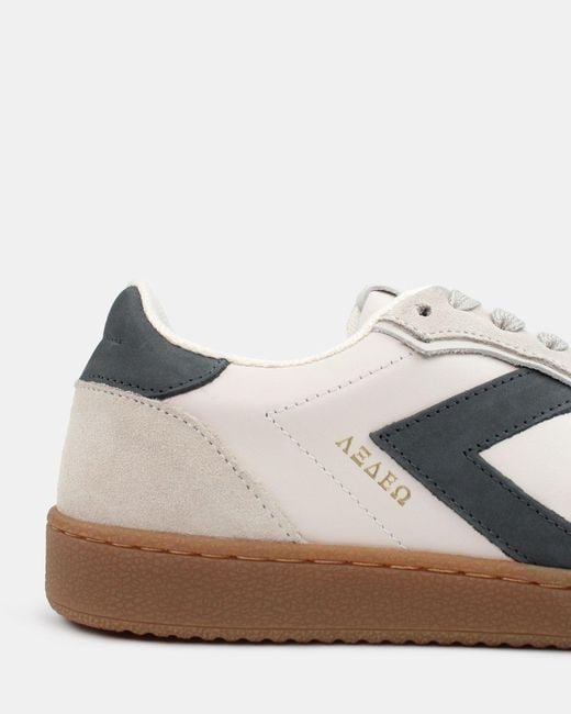 Sans Matin White Hera Low Top Trainers, Stone Leather Denim Nubuck Leather, For for men