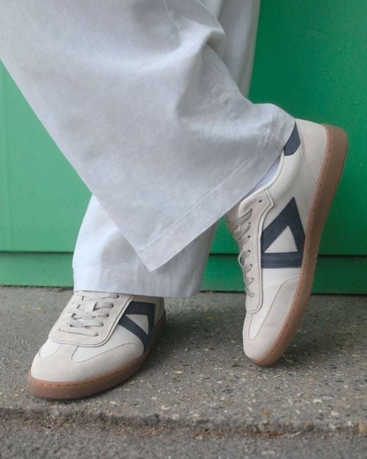 Sans Matin White Hera Low Top Trainers, Stone Leather Denim Nubuck Leather, For for men
