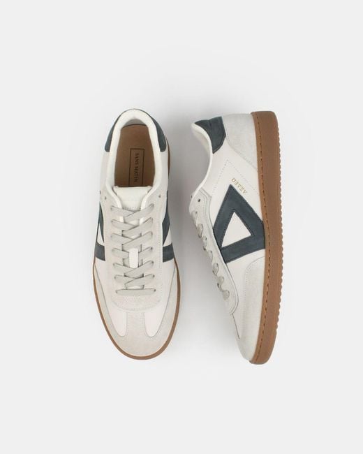 Sans Matin White Hera Low Top Trainers, Stone Leather Denim Nubuck Leather, For for men