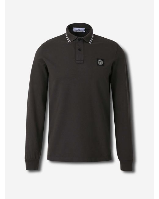 Stone Island Langarm-Polo in Black für Herren