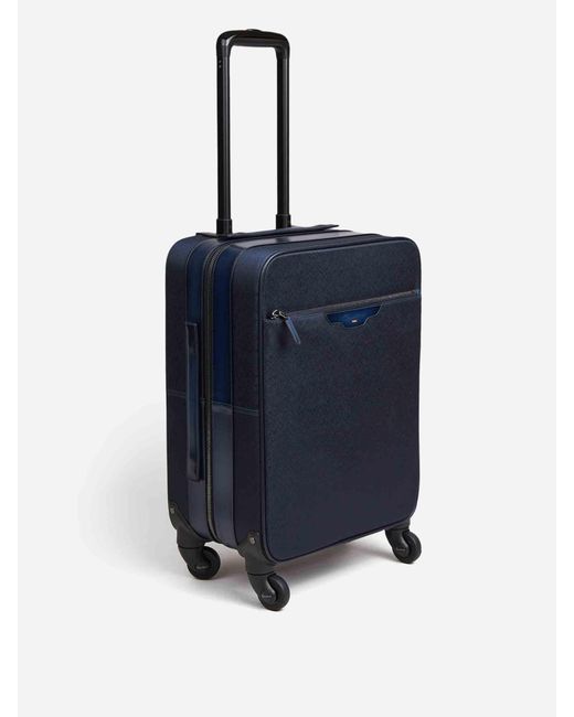 Santoni Blue Leather Suitcase for men
