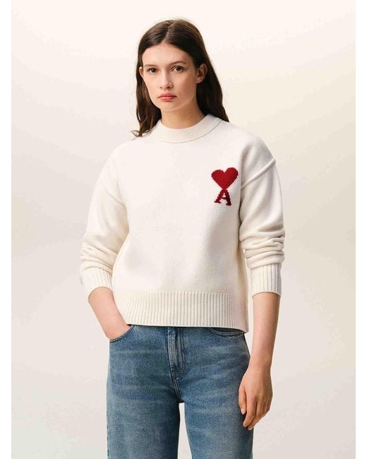 AMI Natural Wool Logo Jersey
