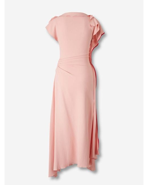 Robe Volants Midi Victoria Beckham en coloris Pink