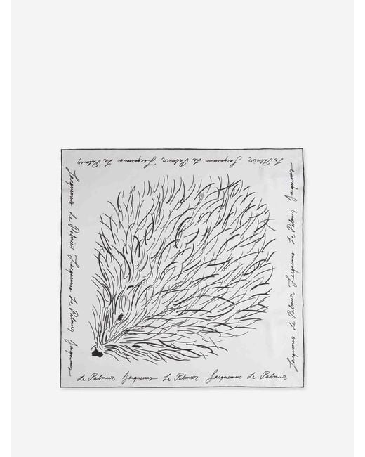 Jacquemus White Printed Silk Scarf for men