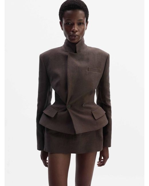 Magda Butrym Brown Fitted Linen Blazer