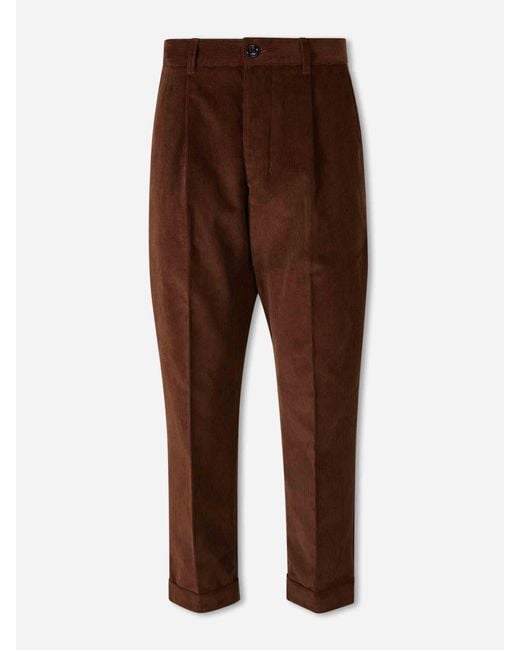 AMI Brown Wide Corduroy Trousers for men