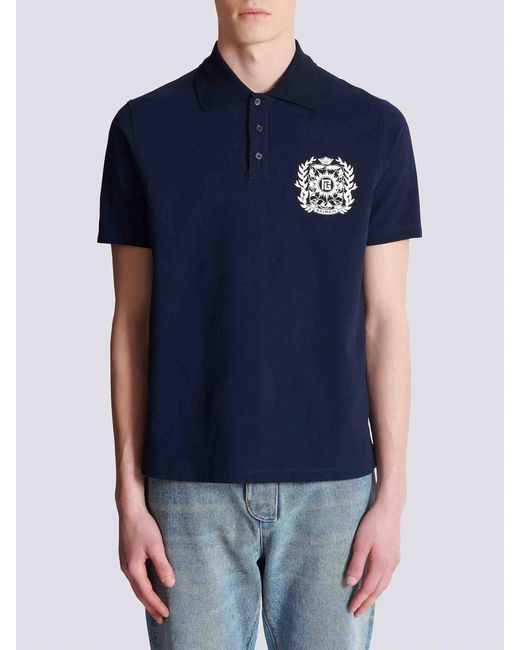 Polo Logo Estampado Balmain de hombre de color Blue
