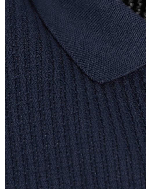 Santa Eulalia Blue Ribbed Knit Polo Shirt for men