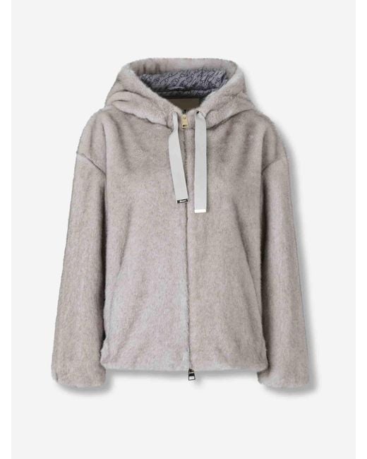 Herno Gray Short Coat Fur