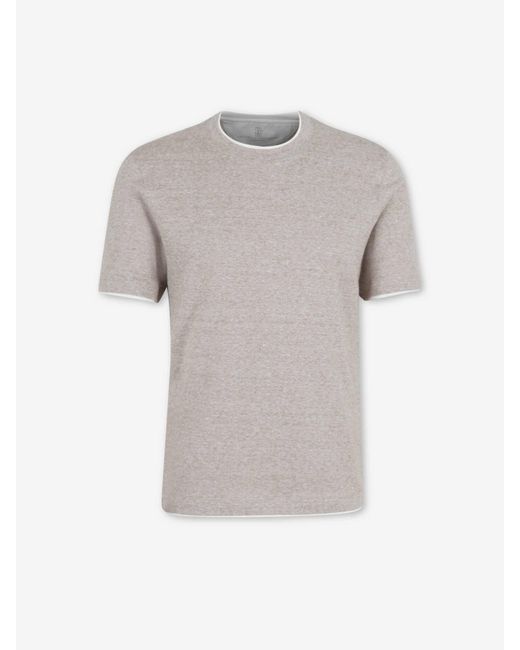 Brunello Cucinelli Gray Round Neck T-Shirt for men