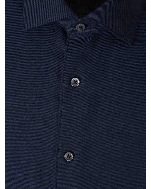 Zegna Blue Plain Dressy Shirt for men