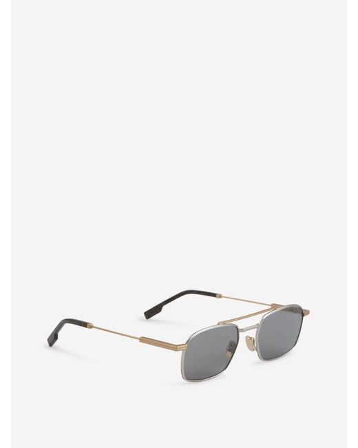 Zegna Gray Rectangular Sunglasses for men