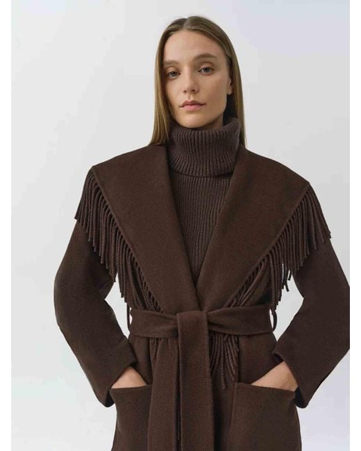 Jonathan Simkhai Brown Carrie Fringe Coat