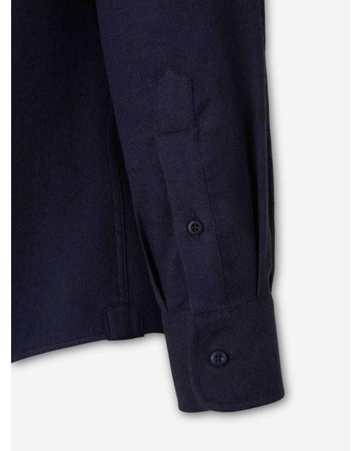 Brunello Cucinelli Blue Plain Cotton Shirt for men