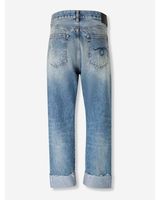 R13 Blue Wide Crossover Jeans