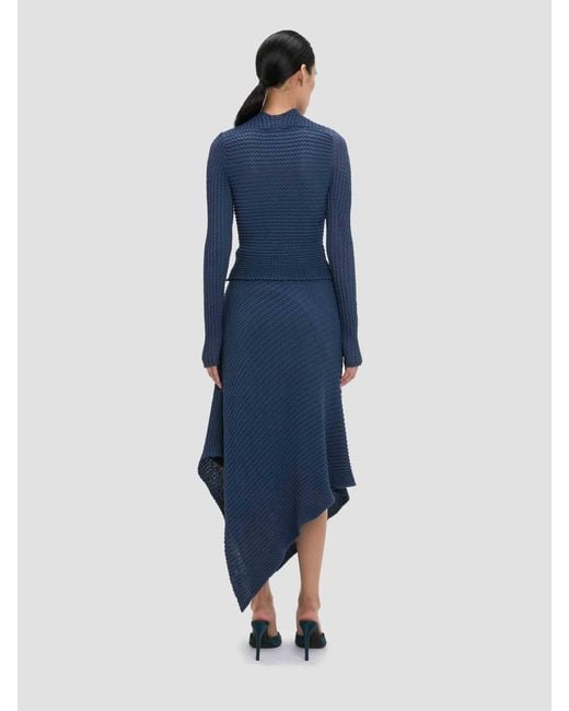 Victoria Beckham Blue Textured Knit Jersey