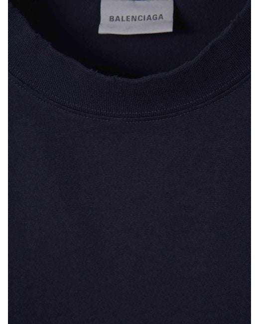 Balenciaga Blue T-Shirt Logo Painting for men