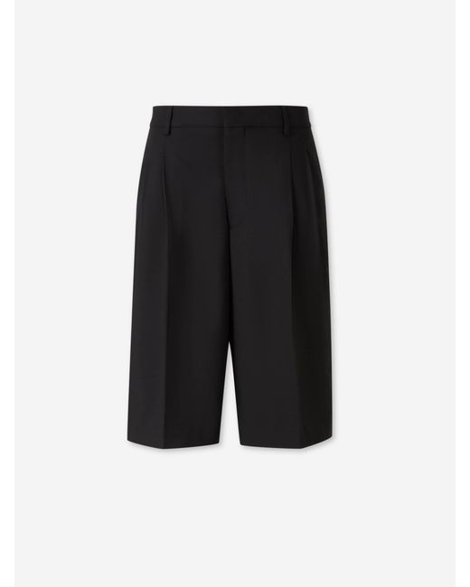 AMI Black Bermuda Shorts, Wool Clips for men