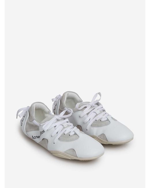 Acne White Lace-Up Sneakers for men