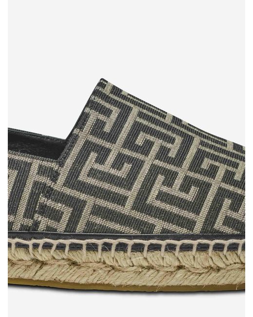 Balmain Gray Monogram Jacquard Espadrilles for men