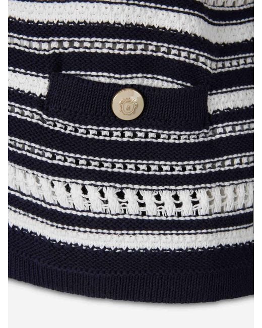 Veronica Beard Blue Bellingham Openwork Cardigan