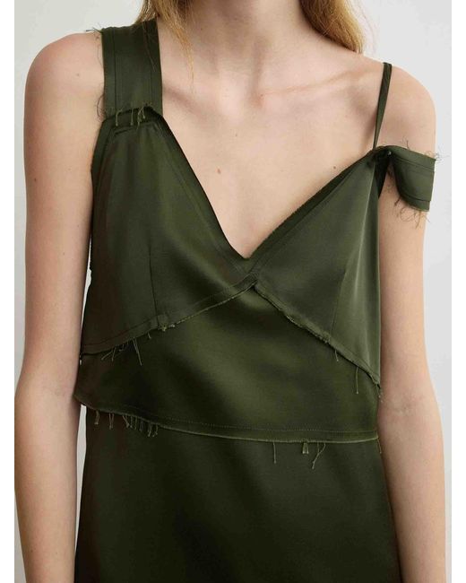Totême  Green Frayed Midi Dress